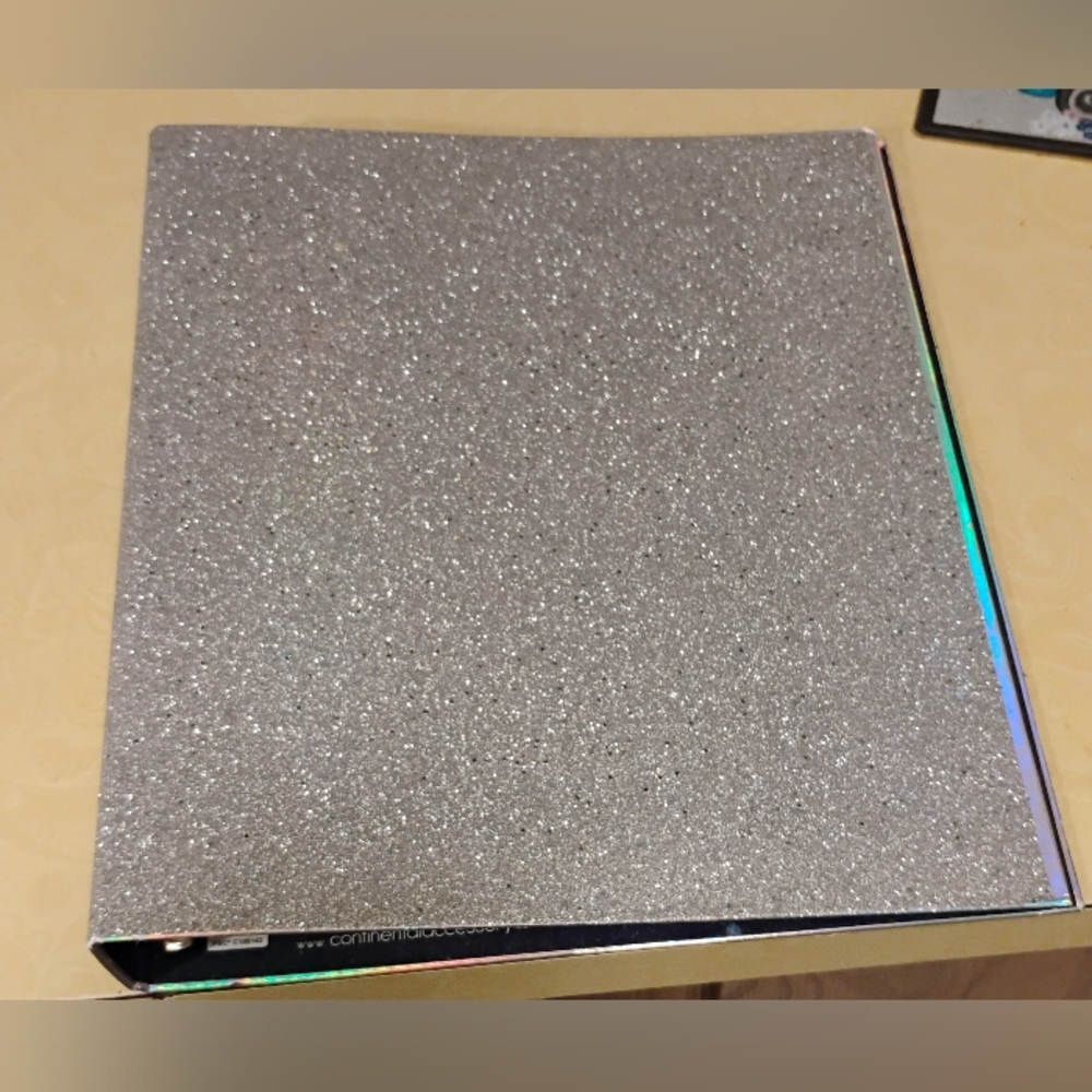 SILVER GLITTER 3 RING BINDER